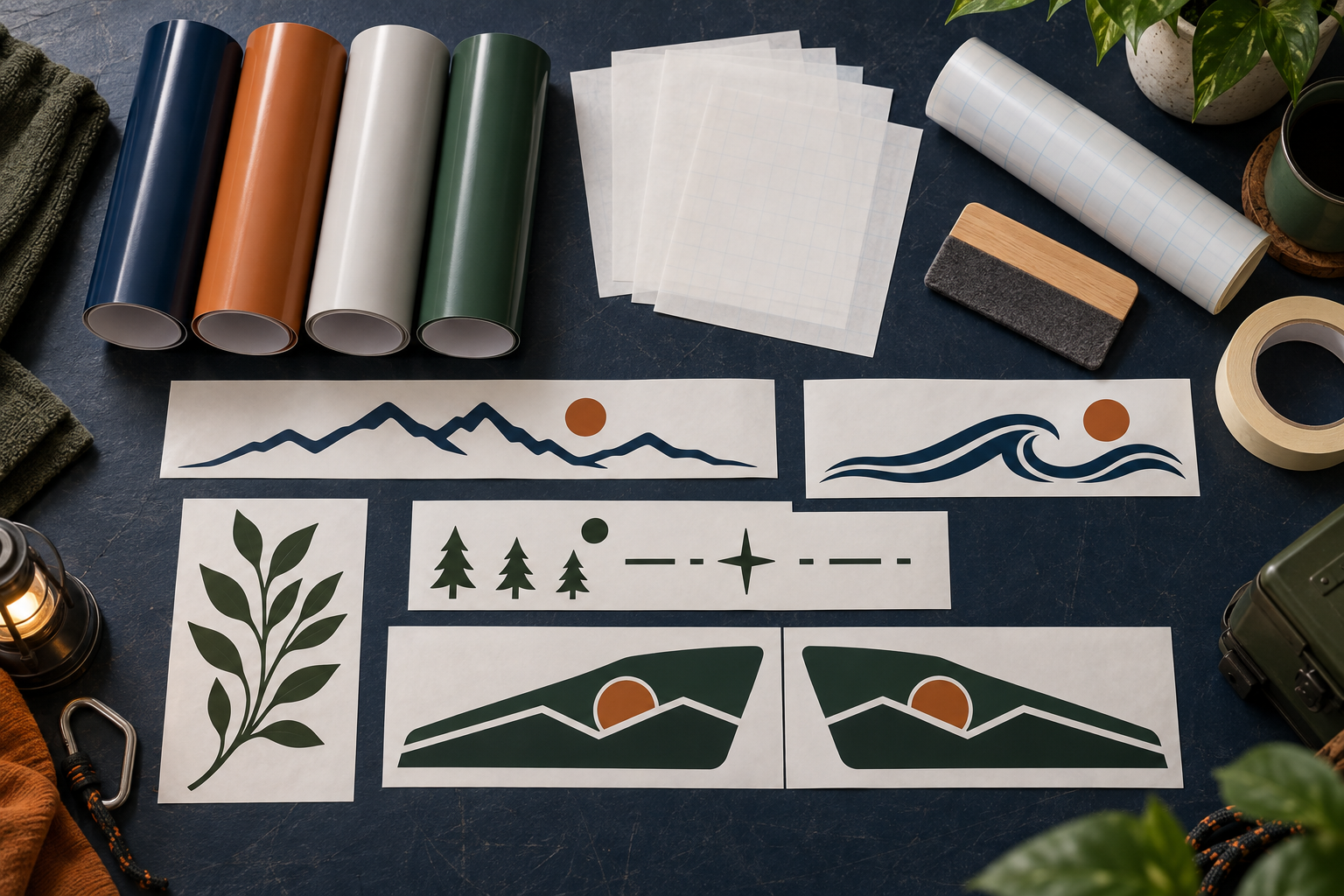 Smaller ready-to-fit campervan vinyl graphic kits and application tools